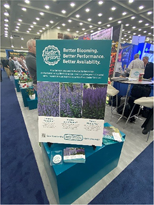 The Better Versions sign at MANTS booth for Darwin Perennials.