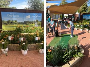 Collage with golf display from Darwin Perennials Pro Shop at CAST26