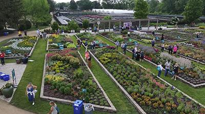 A view from above of Darwin Perennials Day 2025 at The Gardens at Ball